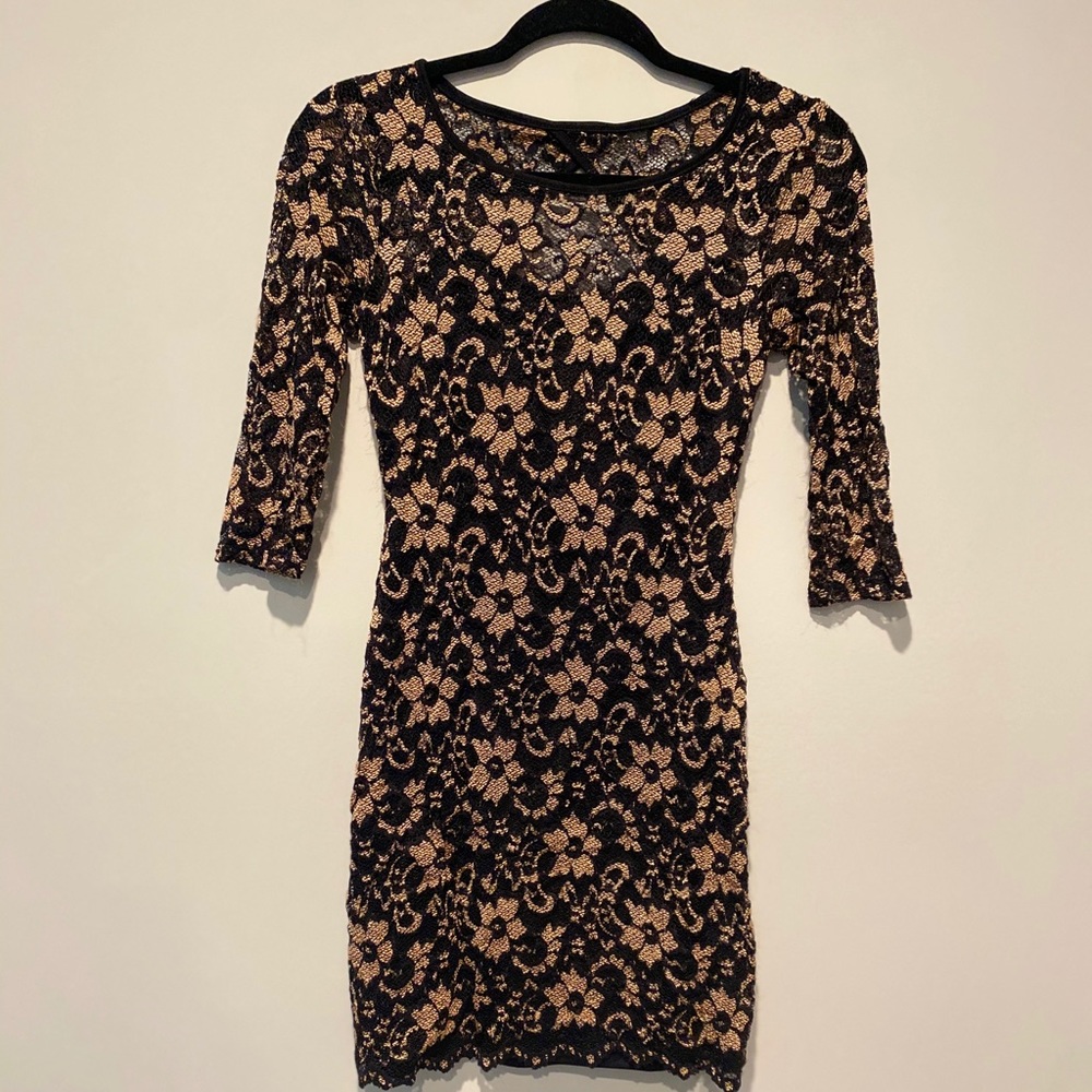 Black & Gold Women’s Lace Dress